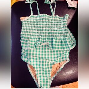 Old Navy Green Gingham Kids Swim One Piece